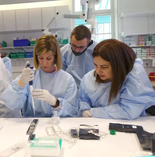 Participants practicing with hands-on experience